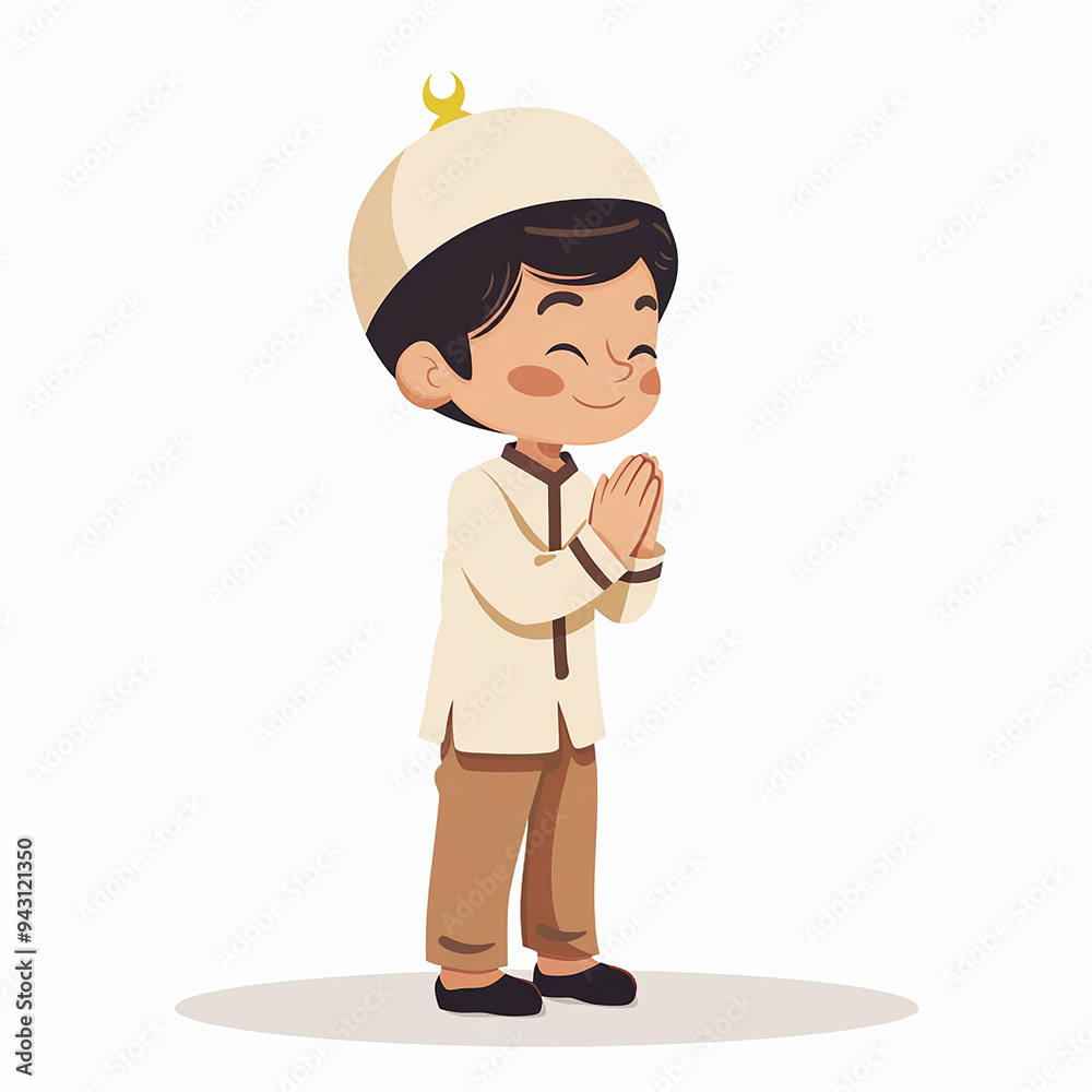 wonderful muslim boy prayer on white background wonderful muslim boy prayer on white background