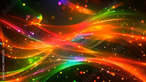 Abstract Christmas red, green and gold shiny shimmering background.