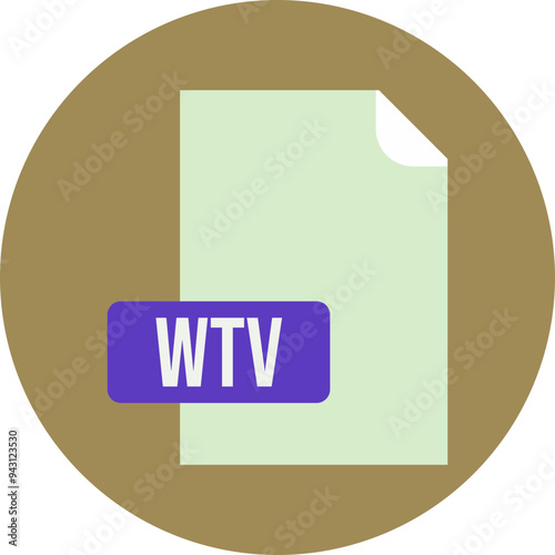 WTV File format icon rounded circle BG photo