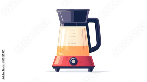 Red and Black Electric Kettle With Handle Isolated On White Background.