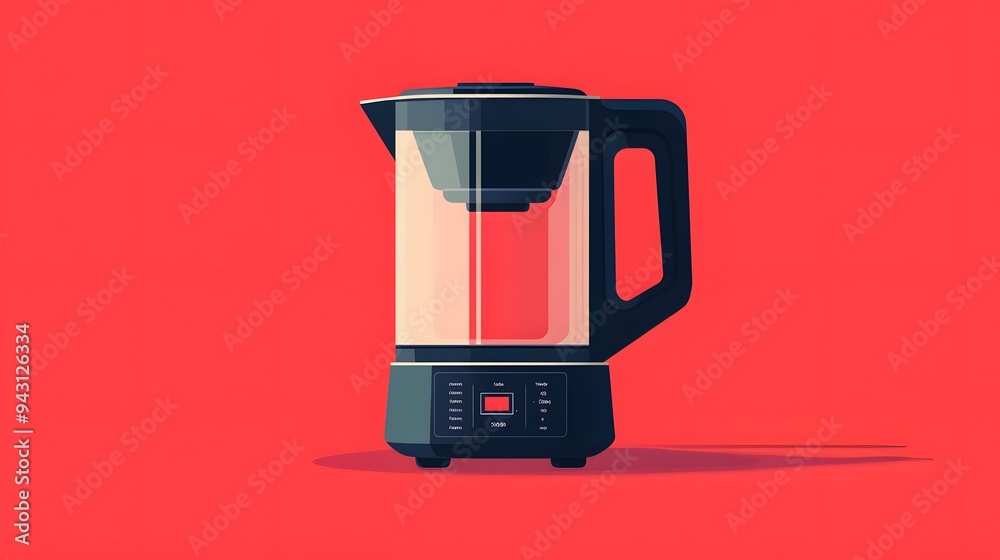 Modern Electric Kettle on Red Background. Modern Electric Kettle on Red Background.