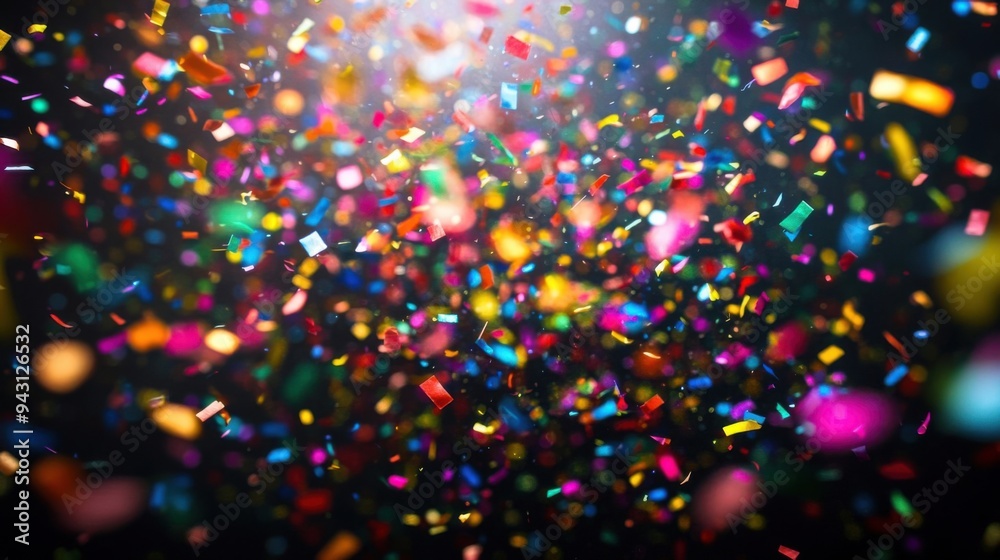 A vibrant explosion of colorful confetti against a dark background, symbolizing celebration and joy A vibrant explosion of colorful confetti against a dark background, symbolizing celebration and joy