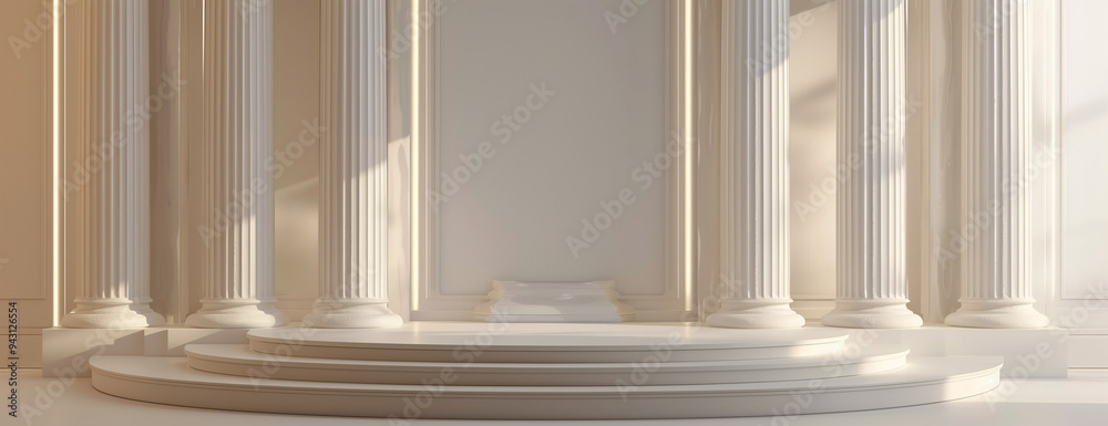 Podium background, white ancient Greek architecture columns, roman luxury Podium background, white ancient Greek architecture columns, roman luxury