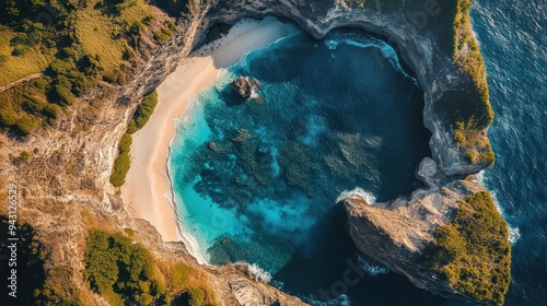 Aerial View of a Hidden Cove in Nusa Penida, Bali