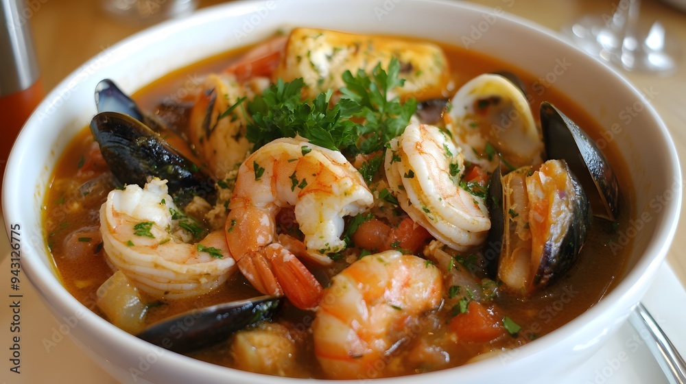 118. A bowl of French bouillabaisse (seafood stew) 118. A bowl of French bouillabaisse (seafood stew)