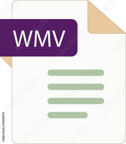 WMV File icon with folded style document