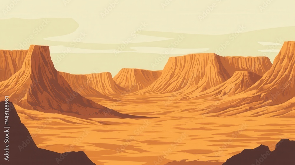 Naklejka premium Desert Mountains at Sunset