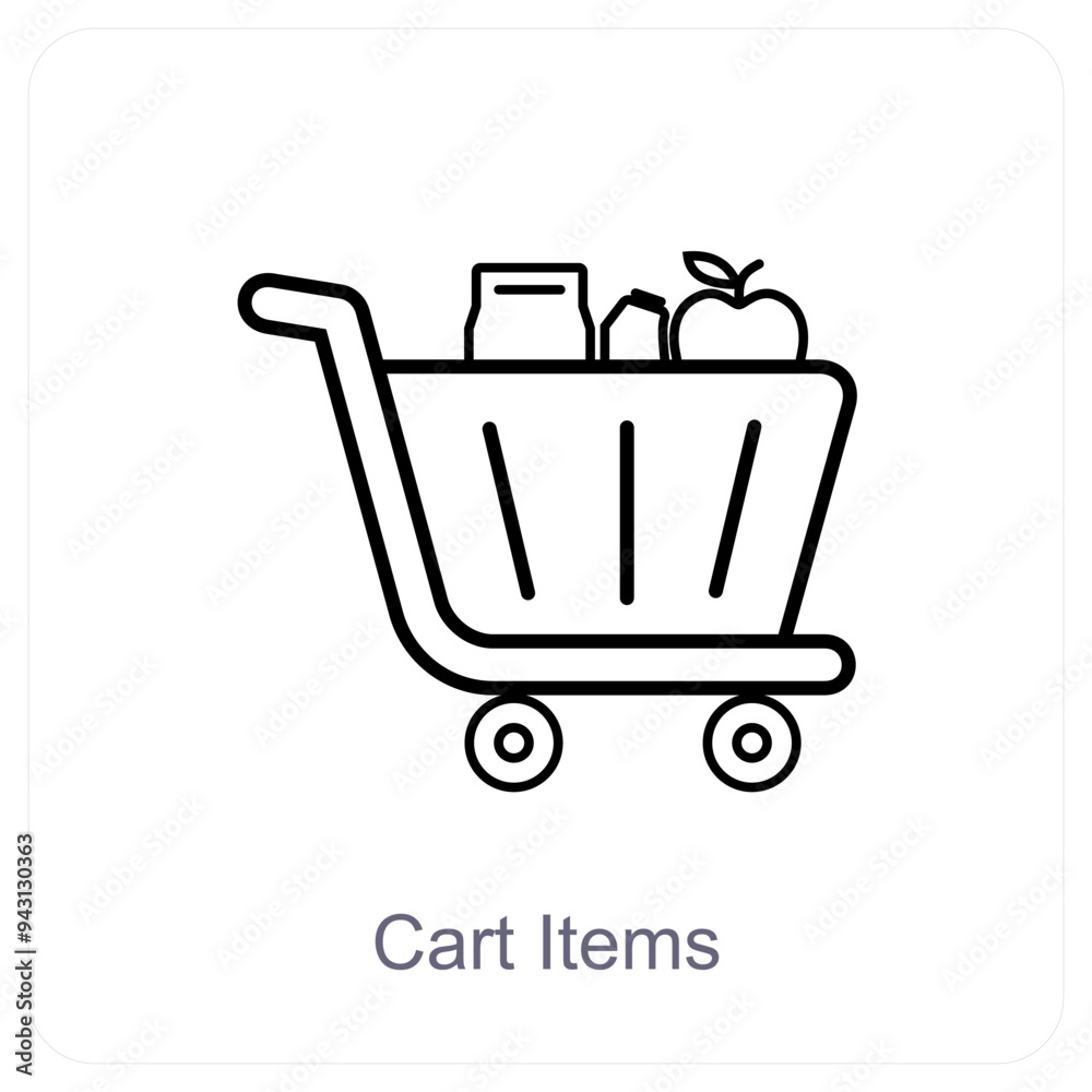 Cart Items and items icon concept Cart Items and items icon concept