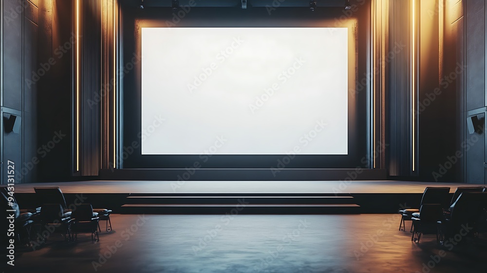 Conference room with a White projector Wall and Gentle Ambient Lighting, Suitable for Corporate Identity and Marketing Initiatives Conference room with a White projector Wall and Gentle Ambient Lighting, Suitable for Corporate Identity and Marketing Initiatives