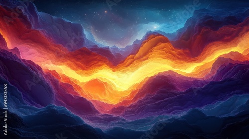 Abstract Dream Valley Night Sky