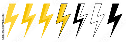 Vector Lightning Bolts in Different Colors