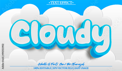 Cloud  Vector Text Effect Editable Alphabet Blue Air Sky Azure White Nature