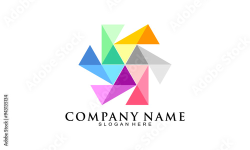 Geometric sustainable logo design vector photo