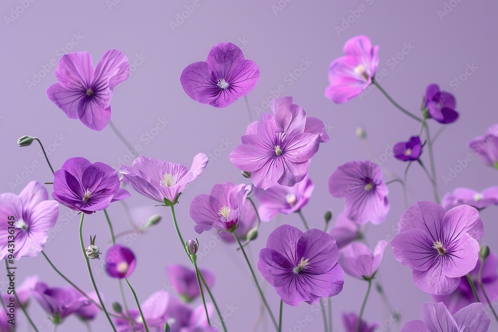 Levitating Wildflowers on Soft Pastel Backdrop - Hyperrealistic Studio Photography Levitating Wildflowers on Soft Pastel Backdrop - Hyperrealistic Studio Photography