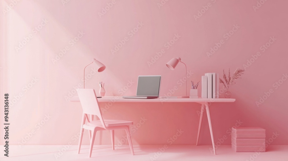 Obraz premium Dream Pink Office Space
