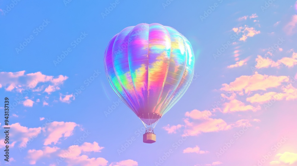 Obraz premium A colorful hot air balloon is floating in the sky