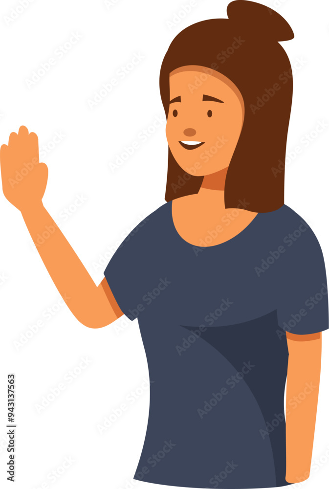 Young woman waving hand greeting saying hello illustration Young woman waving hand greeting saying hello illustration