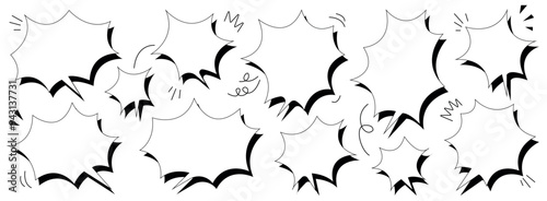 Set of hand-drawn speech bubbles or dialouge. Vector illustration isolated in white background.