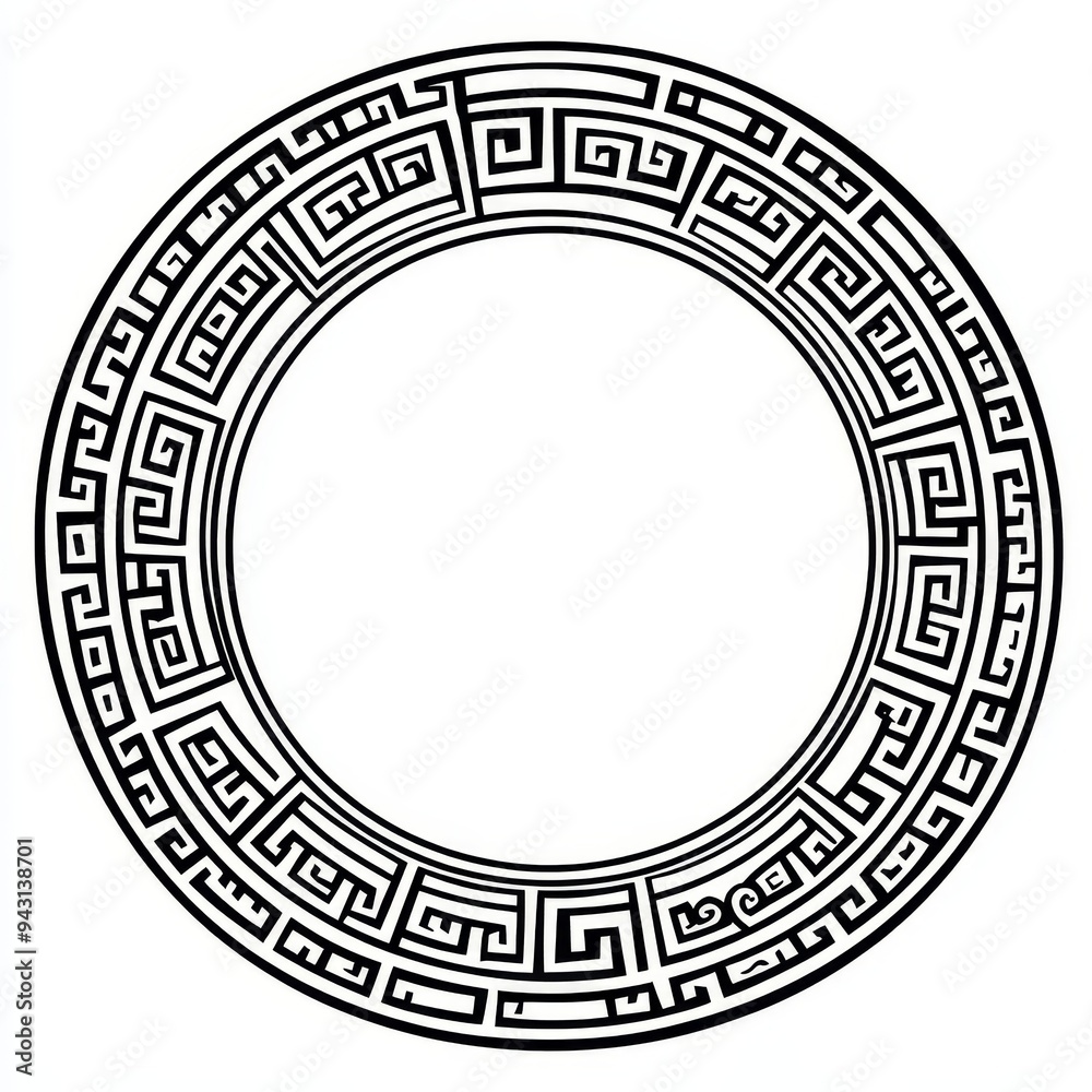 A black and white circle with a floral design A black and white circle with a floral design