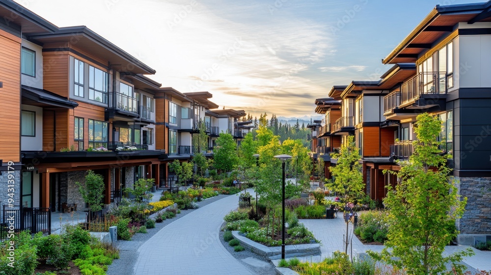 Modern residential neighborhood landscape Modern residential neighborhood landscape