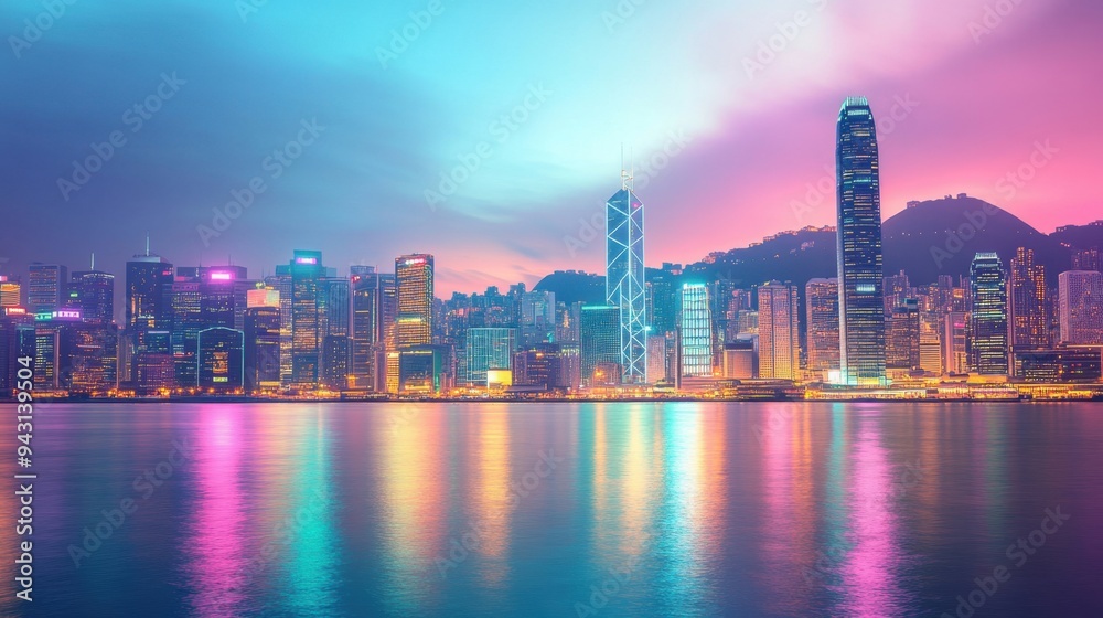 Naklejka premium Bustling-city night