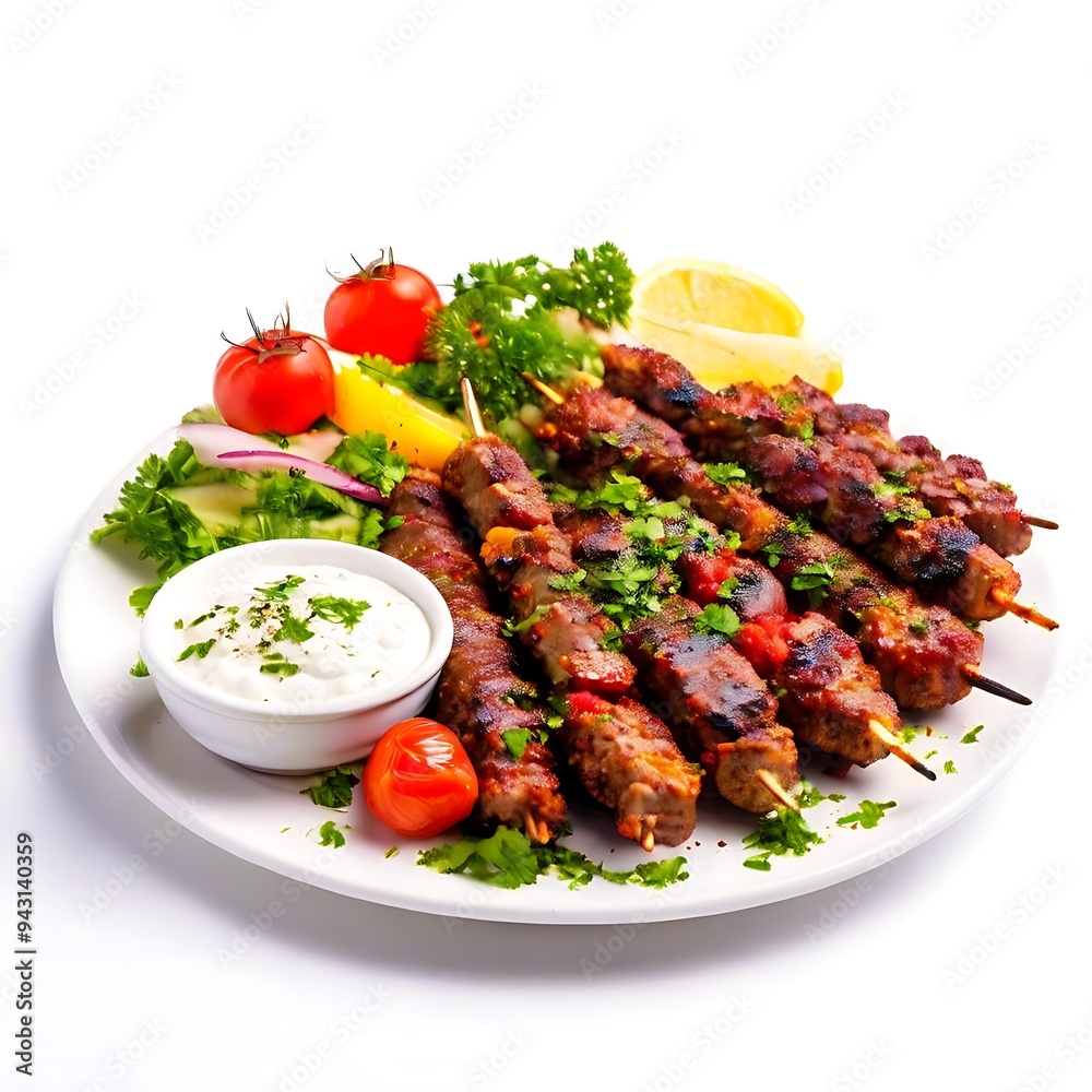 Delicious barbeque grilled Seekh Kebab or adana kebab Delicious barbeque grilled Seekh Kebab or adana kebab