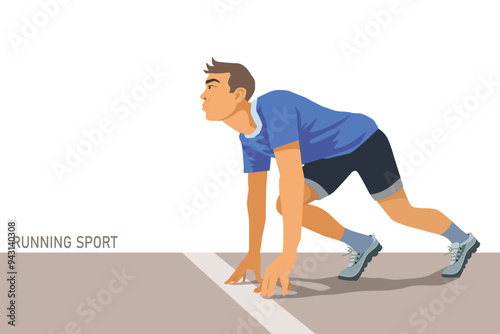 Running Sports. A man runners up, a lonely athlete on white background, vector
