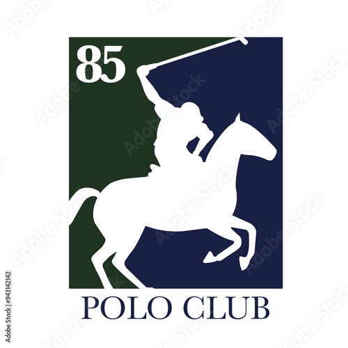 horse logo with rider, emblem