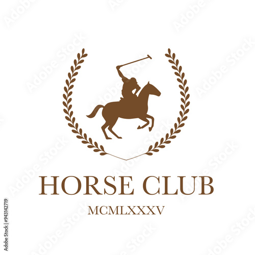 horse logo with rider, emblem