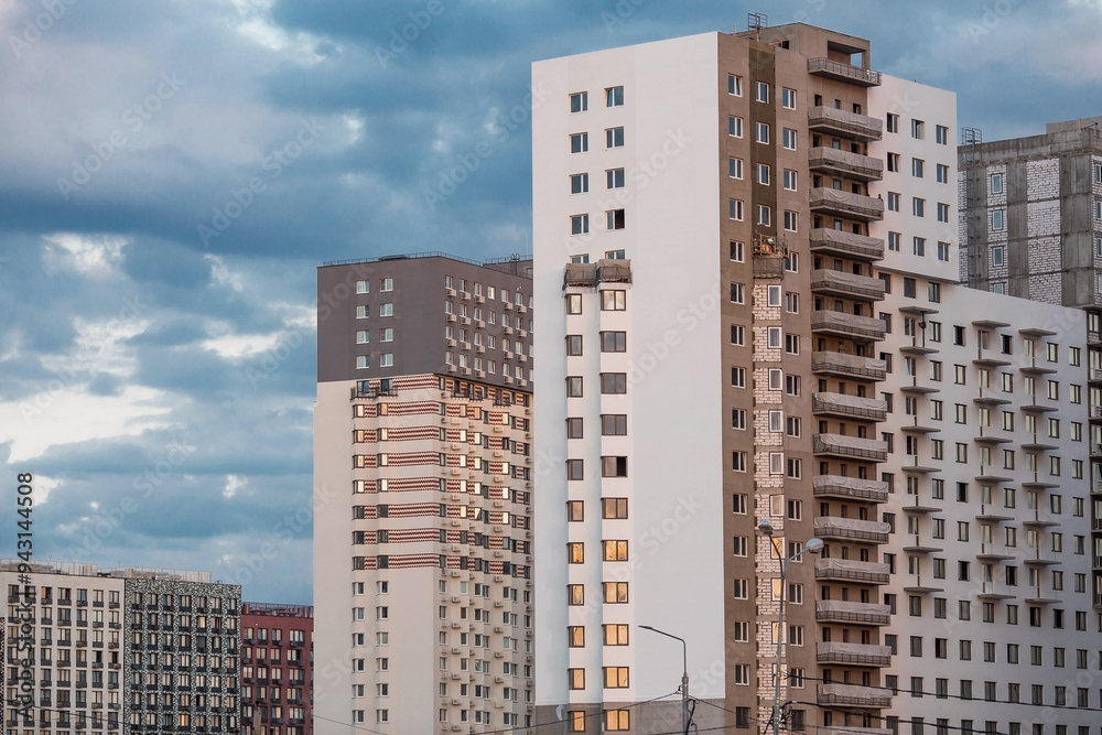 Fototapeta premium Vidnoye, Leninsky district, Moscow region. Modern high-rise residential buildings. Construction of new residential quarters. New buildings.