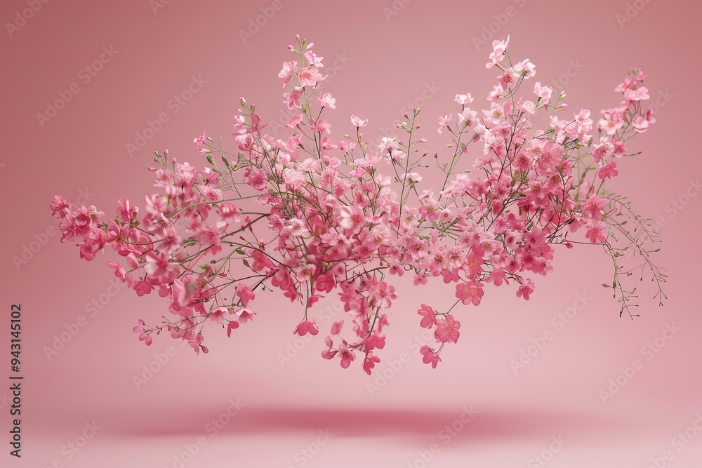 Levitating Wildflowers on Soft Pastel Backdrop - Hyperrealistic Studio Photography