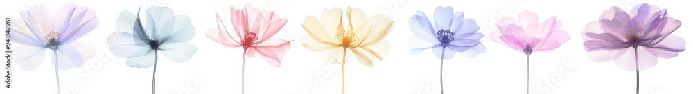 Fototapeta premium A transparent 3D transparent hologram of flowers png