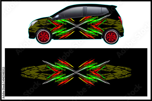 set of vehicle graphic kit vector. Modern abstract background for car wrap branding and automobile sticker decals livery 