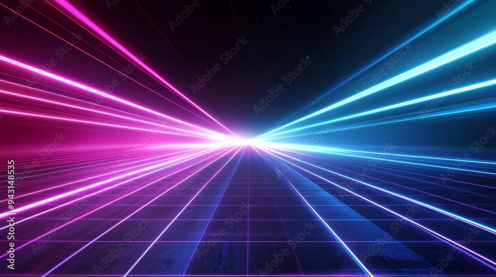 This is a 3D rendering of a metallic flooring with a blue neon light reflection strip with fast technology futuristic backgrounds. This is a 3D rendering of a metallic flooring with a blue neon light reflection strip with fast technology futuristic backgrounds.