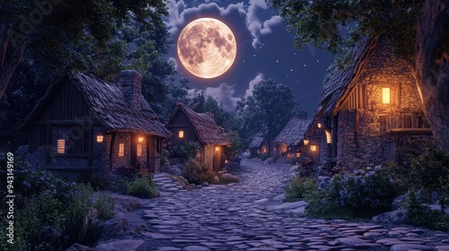 Fairy Tale Town in the Moonlight