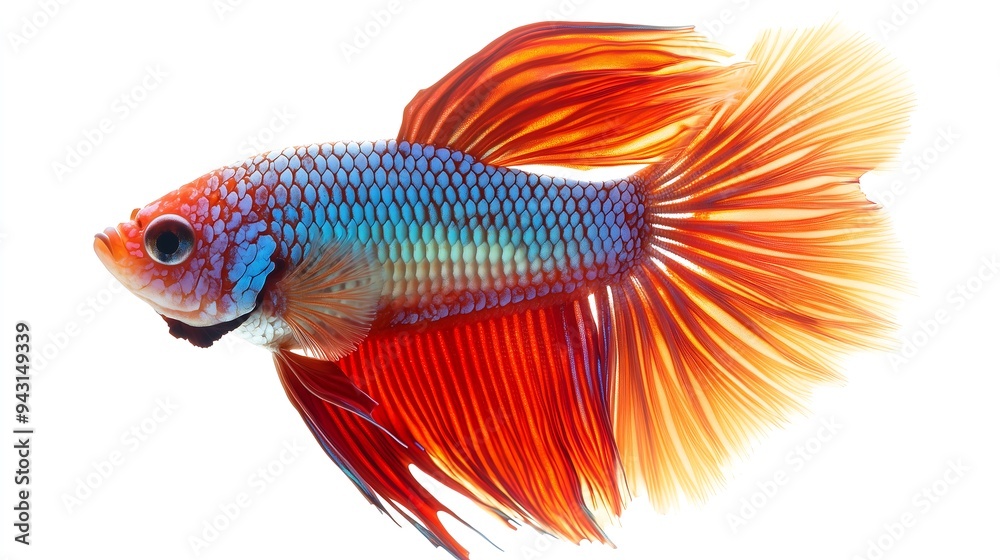 Fototapeta premium Colorful Betta Fish with Red and Blue Scales