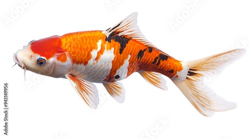 Close-Up of Colorful Koi Fish with Black and Orange Markings