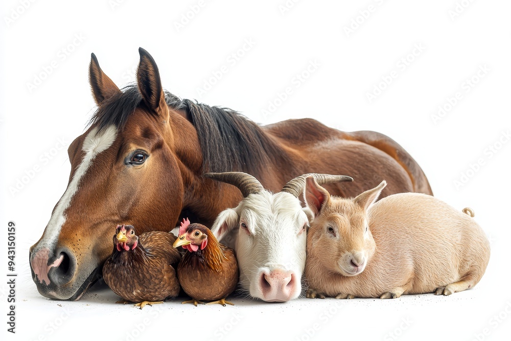 Fototapeta premium Element set with farm animals png files, transparent background