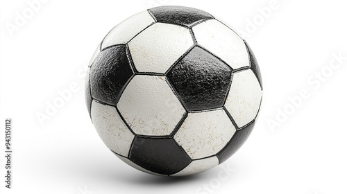 Classic black and white soccer ball, perfect for sports-themed projects and promotional materials.