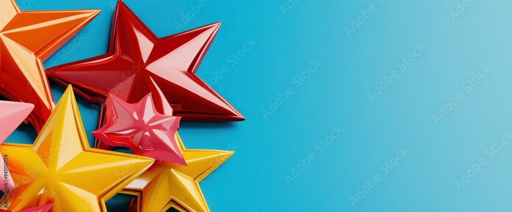Colorful Stars on a Blue Background Colorful Stars on a Blue Background