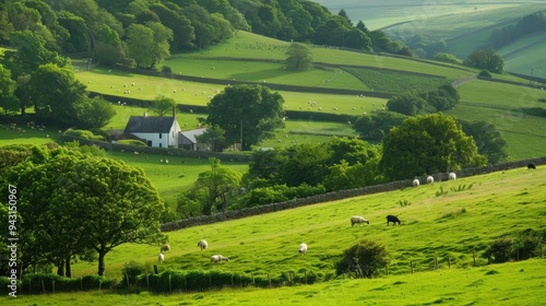 Serene Countryside Landscape. Tranquil rural scenery