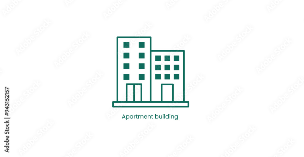 Apartment Building Exterior Vector Icon Design Apartment Building Exterior Vector Icon Design