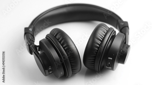 Stylish black headphones designed for comfort and superior sound quality, perfect for music lovers and audio professionals, isolated on white background