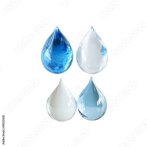 Another 3D rendering of a water drop in white. on a separate background