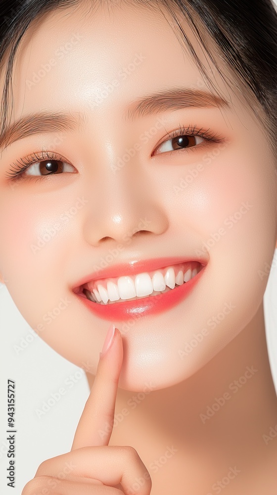 Obraz premium Beautiful smile of young woman with healthy white teeth