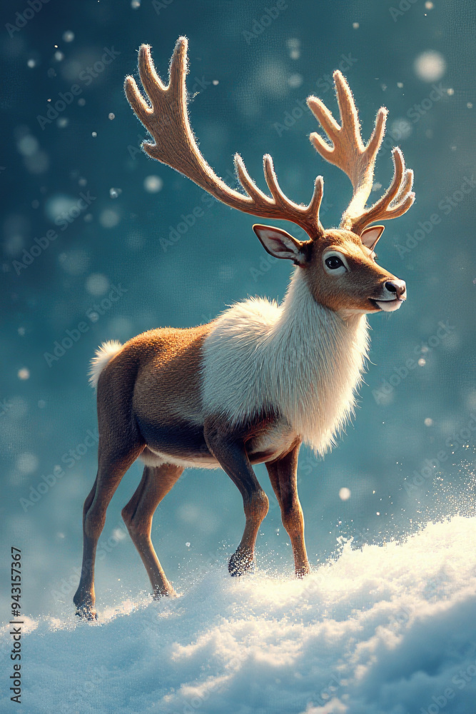 Santa Claus's reindeer in the winter forest Santa Claus's reindeer in the winter forest
