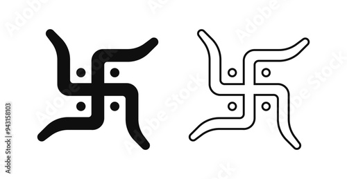 Swastika Hand Drawn Hindu Religion Symbol Icon Flat Outline Style