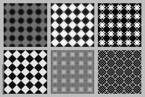 Geometrical seamless circle pattern background collection - abstract  vector designs from circles and dots