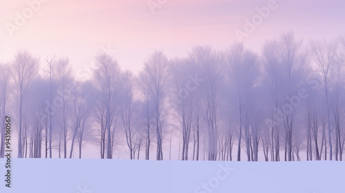 Wallpaper Mural Snowy Forest With Bare Trees And A Lavender Dawn Sky Torontodigital.ca