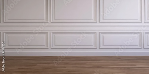 Elegant Minimalist White Wainscoting Wall with Wooden Floor Interior Design